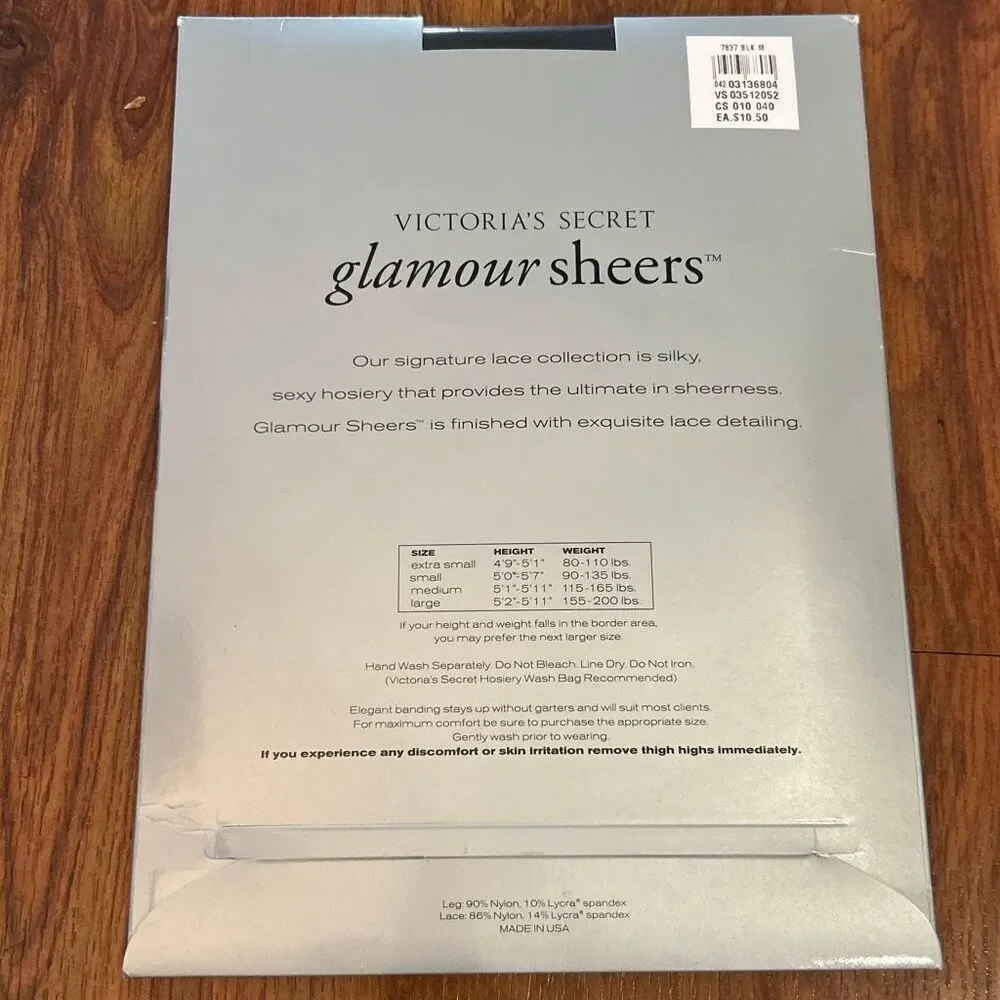 New vintage Victoria's Secret glamour sheers lace top thigh highs size medium